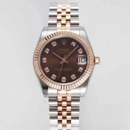 Rolex datejust brown dial stainless steel 31mm swiss replica m278271.0028