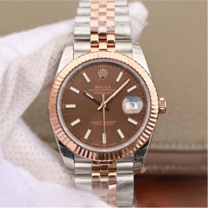 Rolex datejust brown dial stainless steel 41mm swiss replica m126331.0002