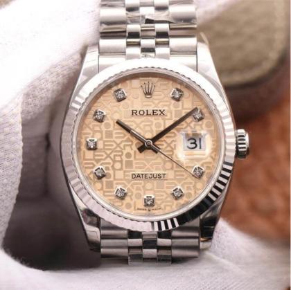 Rolex datejust champagne dial stainless steel 36mm swiss replica m126234.0023