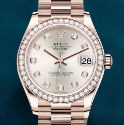 Rolex Datejust 31mm Ladies m278285rbr-0030 Silver Dial Diamond Bezel