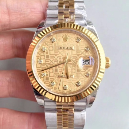 Rolex datejust gold dial 18k yellow gold 41mm swiss replica 126333.0003