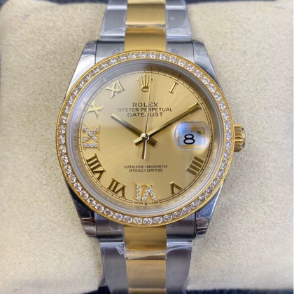 Rolex datejust gold dial stainless steel 36mm swiss replica 126283.1