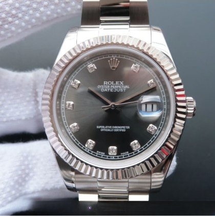 Rolex datejust gray dial sapphire crystal 41mm swiss replica m126334.0005