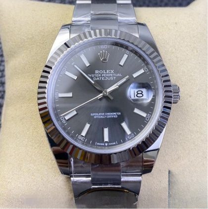 Rolex datejust gray dial sapphire crystal 41mm swiss replica m126334.0013