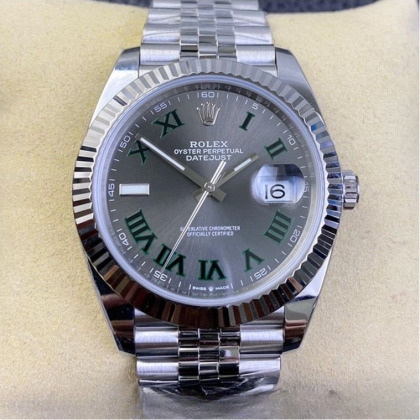 Rolex datejust gray dial sapphire crystal 41mm swiss replica m126334.0022