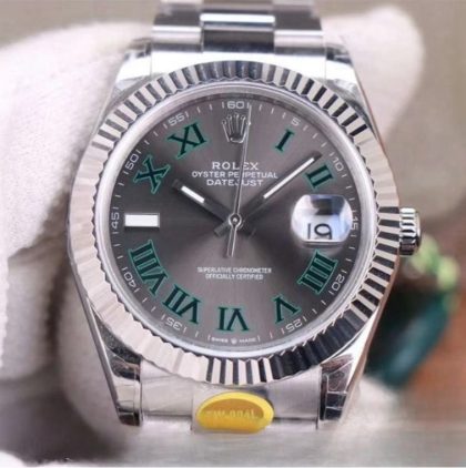 Rolex datejust gray dial stainless steel 41mm swiss replica m126334.0021