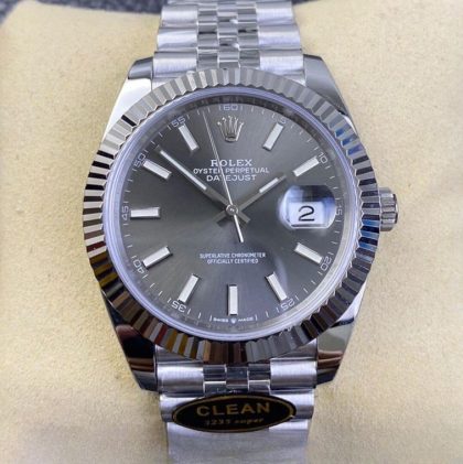 Rolex datejust gray dial stainless steel 41mm swiss replica m126334.0024