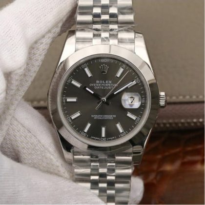 Rolex datejust grey dial stainless steel 41mm swiss replica m126300.0008