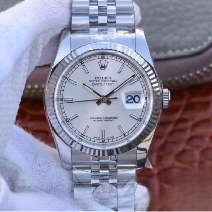 Rolex datejust ii rhodium dial stainless steel 36mm swiss replica 126334.15