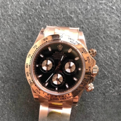 Rolex daytona black dial 18k rose gold 40mm swiss replica