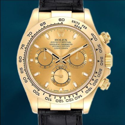 Rolex Daytona 116518 40mm Men’s Gold-tone Leather Strap