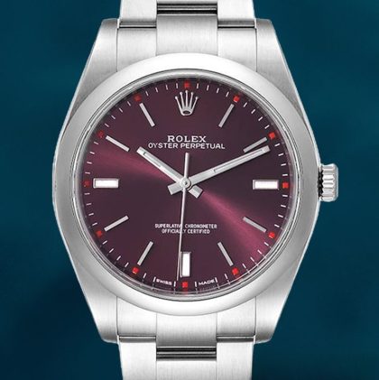 Rolex Oyster Perpetual 41mm m114300-0002 Unisex Silver-tone Red Grape Dial Swiss Replica Wacthes