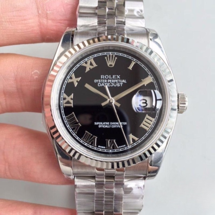 Rolex datejust black dial scratch proof 41mm swiss replica 116334.15