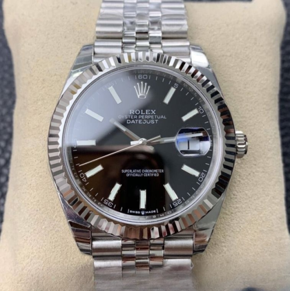 Rolex datejust black dial stainless steel 41mm swiss replica m126334.0018