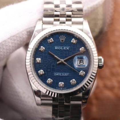 Rolex datejust blue dial stainless steel 36mm swiss replica