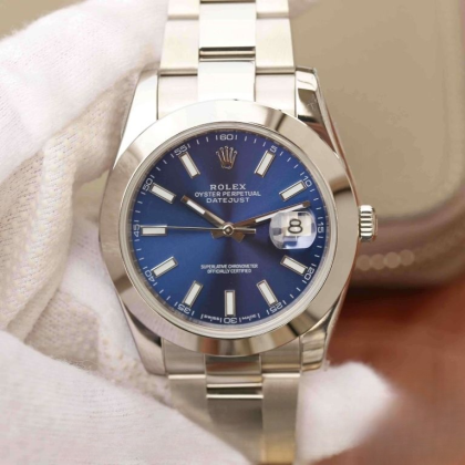 Rolex datejust blue dial stainless steel 41mm swiss replica