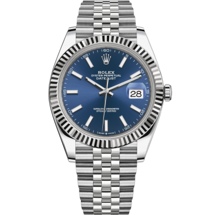 Rolex Datejust 41 White GoldSteel Blue Dial Fluted Bezel 126334 (Jubilee)