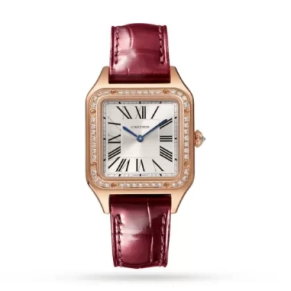 Cartier Santos-Dumont Women Quartz Silver Leather Watch WJSA0017