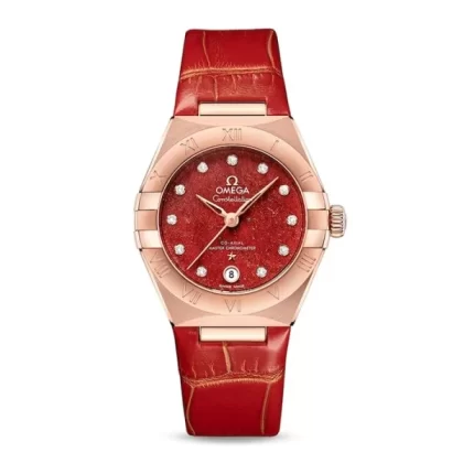 Omega Constellation Women Automatic Red Leather Watch O13153292099003