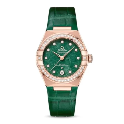 Omega Constellation Women Automatic Green Leather Watch O13158292099004