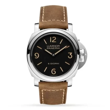 Panerai Luminor Men Automatic Black Scamosciato Brown Watch PAM00914