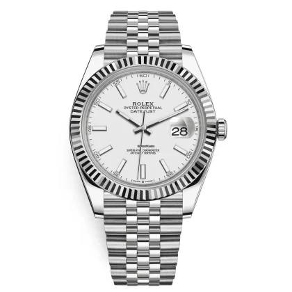 Rolex Datejust 41 White GoldSteel White Dial Fluted Bezel 126334 (Jubilee)