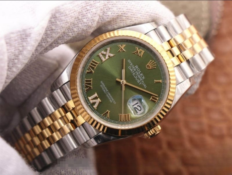 Rolex datejust green dial 18k yellow gold 36mm swiss replica m126233.0025