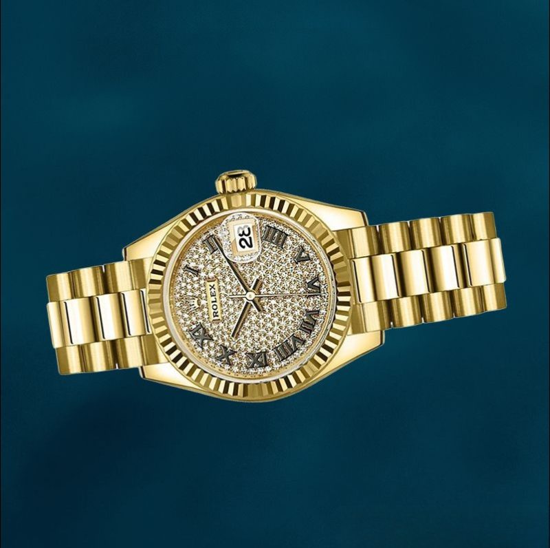 Rolex Datejust 28mm Ladies m279178-0031 Diamond Paved Dial Stainless Steel Swiss Replica Watch