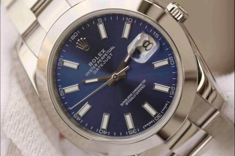 Rolex datejust blue dial stainless steel 41mm swiss replica