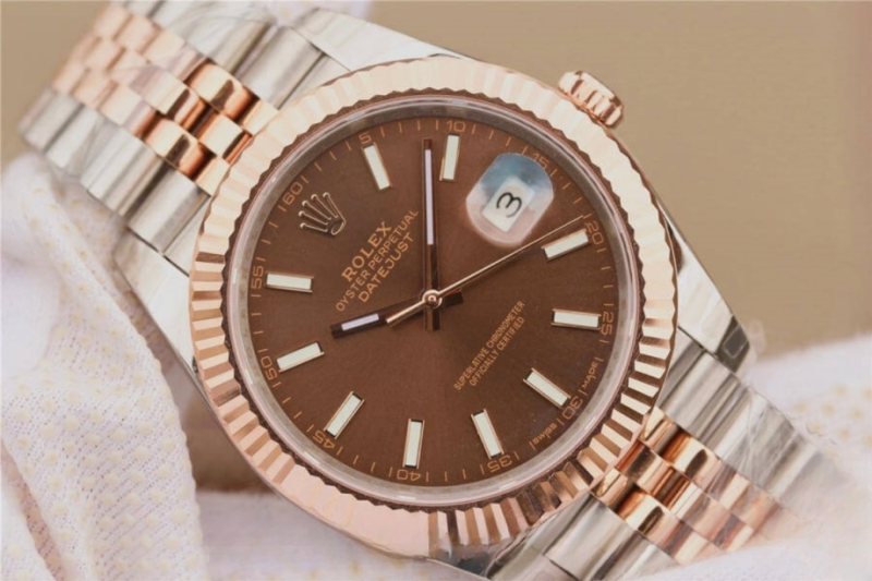 Rolex datejust brown dial stainless steel 41mm swiss replica m126331.0002