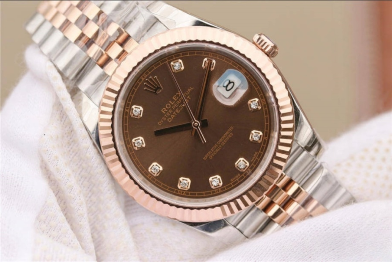 Rolex datejust brown dial stainless steel 41mm swiss replica m126331.0004