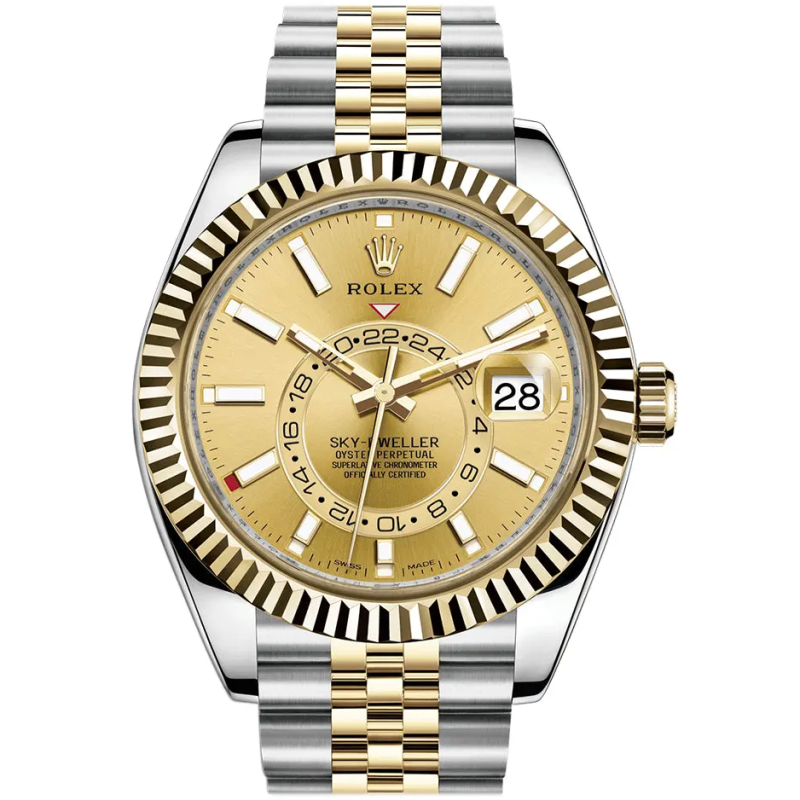 Rolex Sky Dweller Champagne Dial Yellow Gold Bezel Two Tone Jubilee 326933