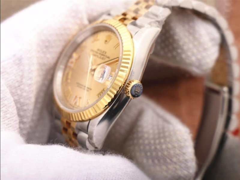 Rolex datejust gold dial scratch proof 36mm swiss replica 126233.3