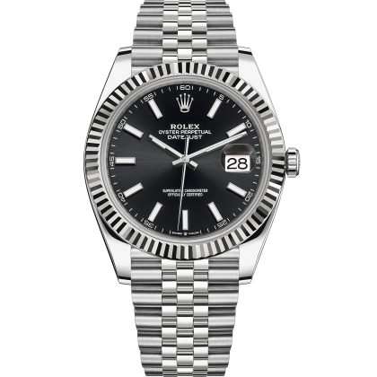 Rolex Datejust 41 White GoldSteel Black Dial Fluted Bezel 126334 (Jubilee)