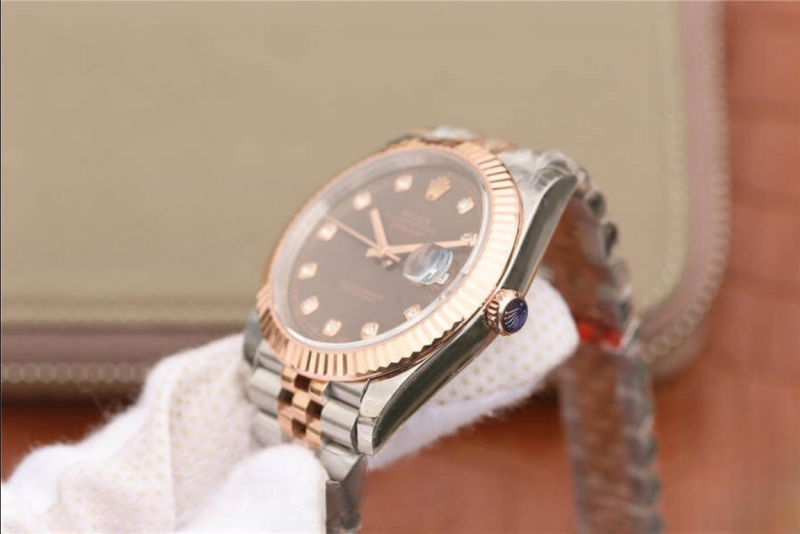 Rolex datejust brown dial stainless steel 41mm swiss replica m126331.0004