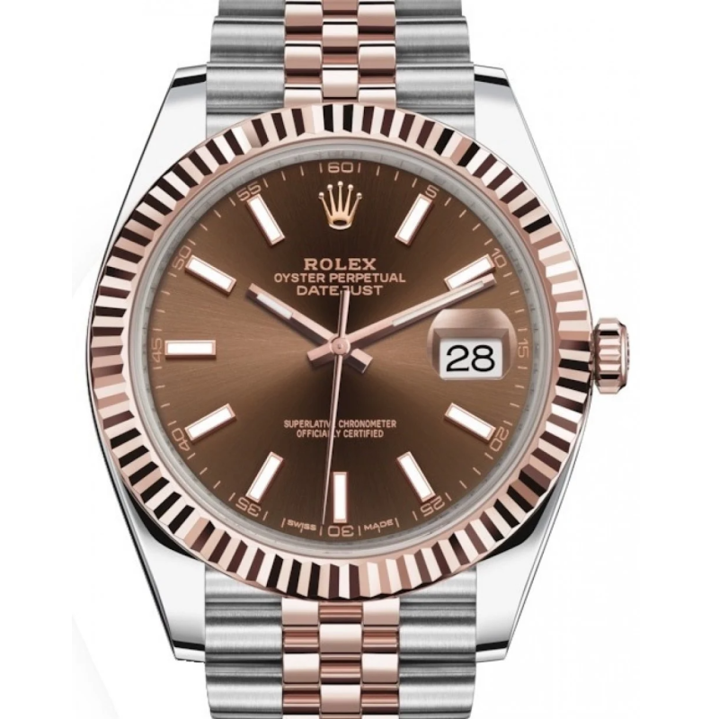 Rolex Datejust 41 Rose GoldSteel Chocolate Dial Fluted Bezel (Jubilee) 126331